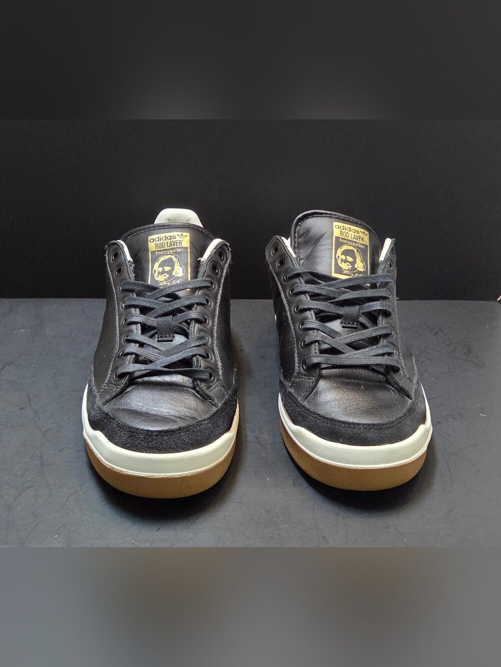 Adidas Rod Laver Black Off White GY3603 Sneakers Mens Size 8.5 Gum Sole. 0200
